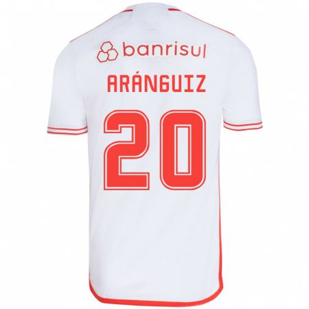 Kandiny Damen Charles Aránguiz #20 Weiß Rot Auswärtstrikot Trikot 2024/25 T-Shirt