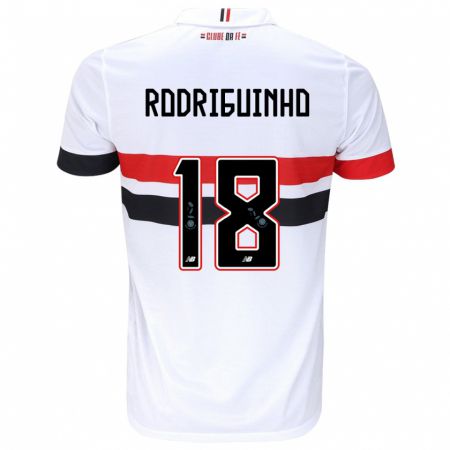 Kandiny Kinder Rodriguinho #18 Weiß Rot Schwarz Heimtrikot Trikot 2024/25 T-Shirt