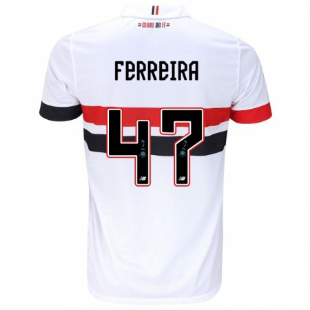 Kandiny Kinder Ferreirinha #47 Weiß Rot Schwarz Heimtrikot Trikot 2024/25 T-Shirt