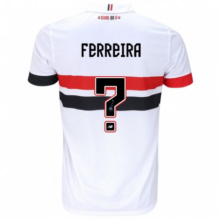 Kandiny Kinder Lucas Ferreira #0 Weiß Rot Schwarz Heimtrikot Trikot 2024/25 T-Shirt