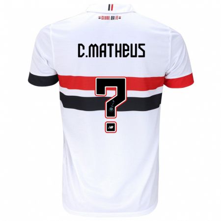 Kandiny Kinder Caio Matheus #0 Weiß Rot Schwarz Heimtrikot Trikot 2024/25 T-Shirt