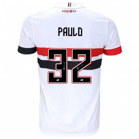 Kandiny Kinder Marcos Paulo #32 Weiß Rot Schwarz Heimtrikot Trikot 2024/25 T-Shirt