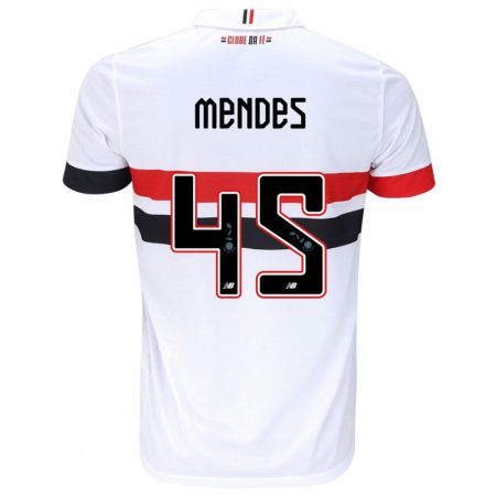 Kandiny Kinder Nathan Mendes #45 Weiß Rot Schwarz Heimtrikot Trikot 2024/25 T-Shirt