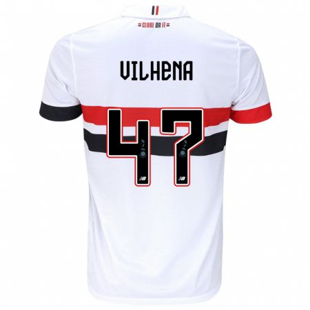 Kandiny Kinder Pedro Vilhena #47 Weiß Rot Schwarz Heimtrikot Trikot 2024/25 T-Shirt