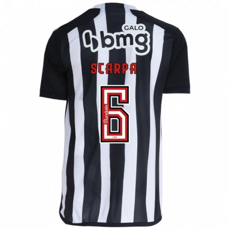 Kandiny Kinder Gustavo Scarpa #6 Weiß Schwarz Heimtrikot Trikot 2024/25 T-Shirt