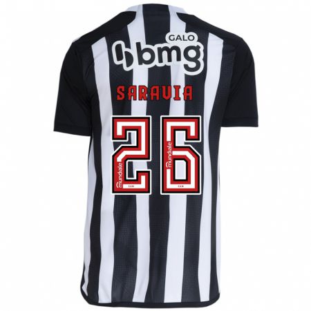 Kandiny Kinder Renzo Saravia #26 Weiß Schwarz Heimtrikot Trikot 2024/25 T-Shirt