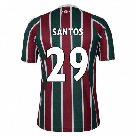 Kandiny Kinder Thiago Santos #29 Grün Kastanienbraun Weiß Heimtrikot Trikot 2024/25 T-Shirt