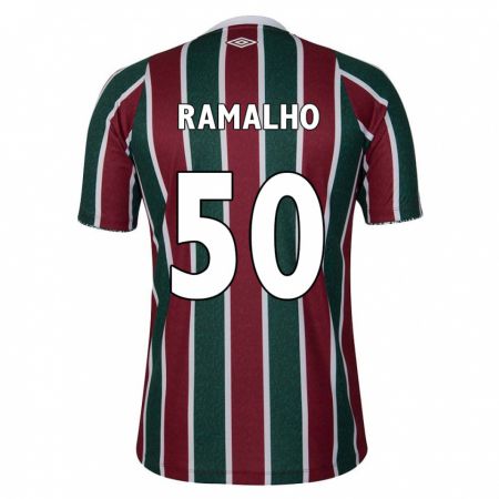 Kandiny Kinder Gustavo Ramalho #50 Grün Kastanienbraun Weiß Heimtrikot Trikot 2024/25 T-Shirt