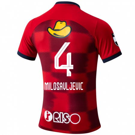 Kandiny Kinder Radomir Milosavljevic #4 Rot Blau Weiß Heimtrikot Trikot 2024/25 T-Shirt