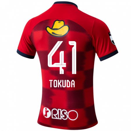 Kandiny Kinder Homare Tokuda #41 Rot Blau Weiß Heimtrikot Trikot 2024/25 T-Shirt