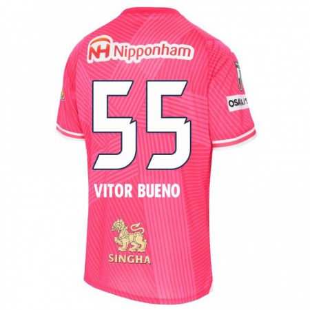 Kandiny Kinder Vitor Bueno #55 Rosa Weiß Heimtrikot Trikot 2024/25 T-Shirt