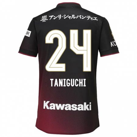 Kandiny Kinder Hiroto Taniguchi #24 Schwarz Rot Heimtrikot Trikot 2024/25 T-Shirt