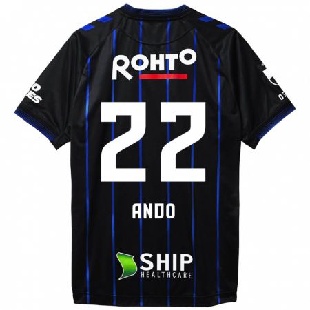 Kandiny Kinder Rikuto Ando #22 Schwarz Blau Heimtrikot Trikot 2024/25 T-Shirt