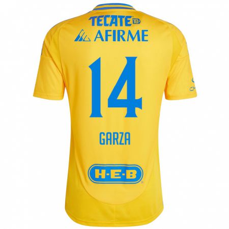 Kandiny Kinder Jesús Garza #14 Goldgelb Heimtrikot Trikot 2024/25 T-Shirt