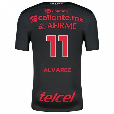 Kandiny Kinder Efraín Álvarez #11 Schwarz Rot Heimtrikot Trikot 2024/25 T-Shirt