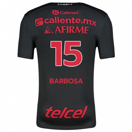 Kandiny Kinder Diego Barbosa #15 Schwarz Rot Heimtrikot Trikot 2024/25 T-Shirt