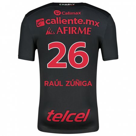 Kandiny Kinder José Raúl Zúñiga #26 Schwarz Rot Heimtrikot Trikot 2024/25 T-Shirt