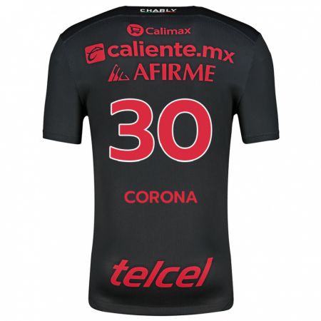 Kandiny Kinder Jesús Corona #30 Schwarz Rot Heimtrikot Trikot 2024/25 T-Shirt