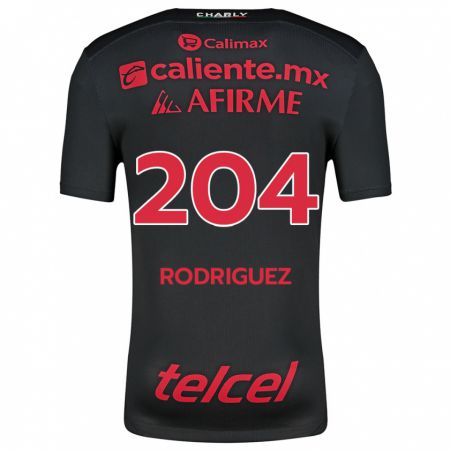 Kandiny Kinder Jesús Rodríguez #204 Schwarz Rot Heimtrikot Trikot 2024/25 T-Shirt