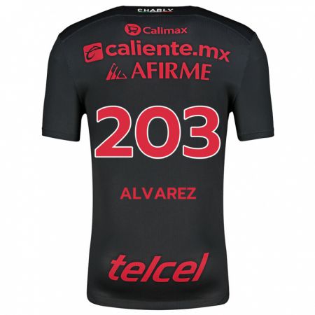 Kandiny Kinder Jaime Álvarez #203 Schwarz Rot Heimtrikot Trikot 2024/25 T-Shirt