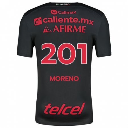 Kandiny Kinder Jesús Moreno #201 Schwarz Rot Heimtrikot Trikot 2024/25 T-Shirt