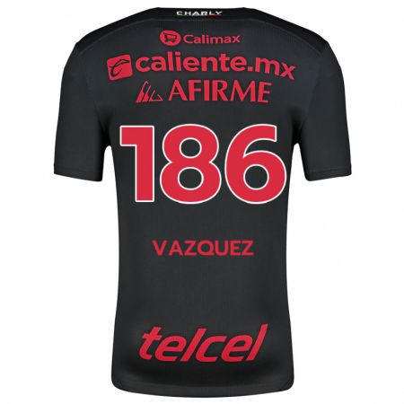 Kandiny Kinder Octavio Vázquez #186 Schwarz Rot Heimtrikot Trikot 2024/25 T-Shirt