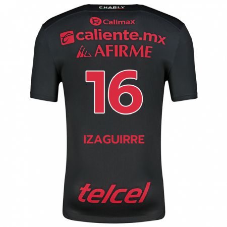 Kandiny Kinder Estefanía Izaguirre #16 Schwarz Rot Heimtrikot Trikot 2024/25 T-Shirt