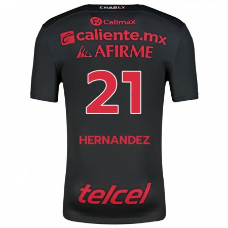 Kandiny Kinder Inglis Hernández #21 Schwarz Rot Heimtrikot Trikot 2024/25 T-Shirt