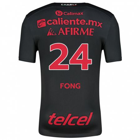 Kandiny Kinder Michel Fong #24 Schwarz Rot Heimtrikot Trikot 2024/25 T-Shirt