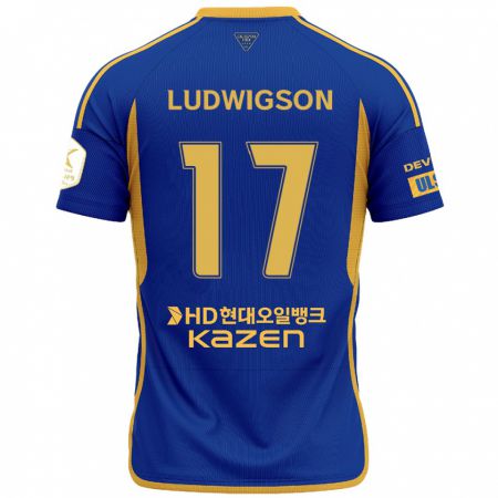 Kandiny Kinder Gustav Ludwigson #17 Blau Gelb Heimtrikot Trikot 2024/25 T-Shirt