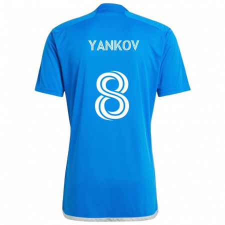 Kandiny Kinder Dominik Yankov #8 Blau Weiss Heimtrikot Trikot 2024/25 T-Shirt