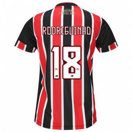 Kandiny Kinder Rodriguinho #18 Schwarz Rot Weiß Auswärtstrikot Trikot 2024/25 T-Shirt