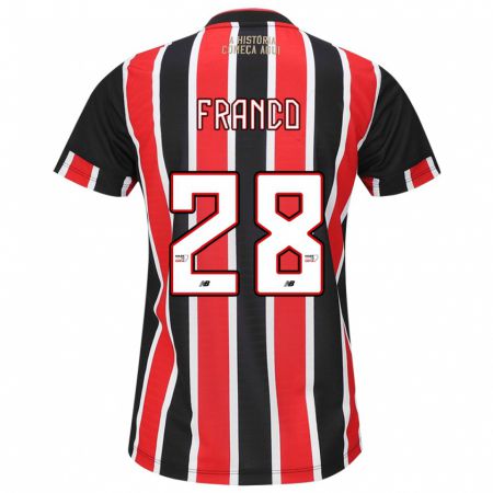 Kandiny Kinder Alan Franco #28 Schwarz Rot Weiß Auswärtstrikot Trikot 2024/25 T-Shirt