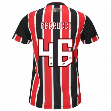 Kandiny Kinder Felipe Negrucci #46 Schwarz Rot Weiß Auswärtstrikot Trikot 2024/25 T-Shirt