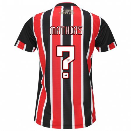 Kandiny Kinder Leandro Mathias #0 Schwarz Rot Weiß Auswärtstrikot Trikot 2024/25 T-Shirt