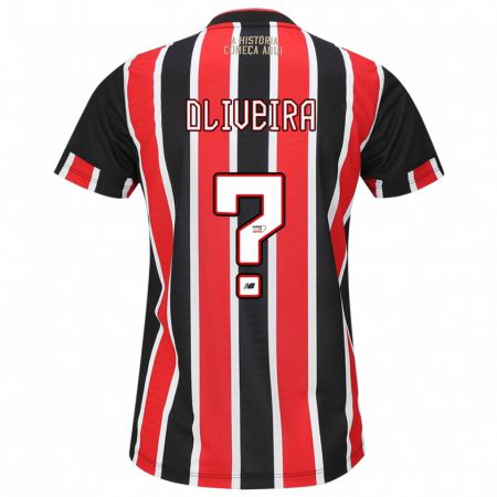 Kandiny Kinder Felipe Oliveira #0 Schwarz Rot Weiß Auswärtstrikot Trikot 2024/25 T-Shirt