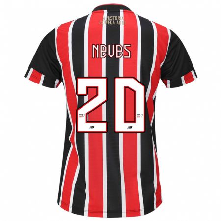 Kandiny Kinder Gabriel Neves #20 Schwarz Rot Weiß Auswärtstrikot Trikot 2024/25 T-Shirt