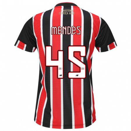 Kandiny Kinder Nathan Mendes #45 Schwarz Rot Weiß Auswärtstrikot Trikot 2024/25 T-Shirt