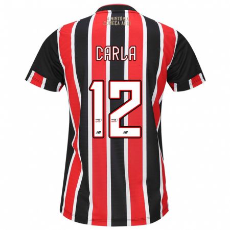 Kandiny Kinder Carla Maria Da Silva #12 Schwarz Rot Weiß Auswärtstrikot Trikot 2024/25 T-Shirt