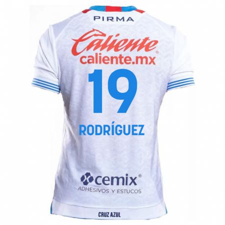 Kandiny Kinder Carlos Rodríguez #19 Weiß Blau Auswärtstrikot Trikot 2024/25 T-Shirt