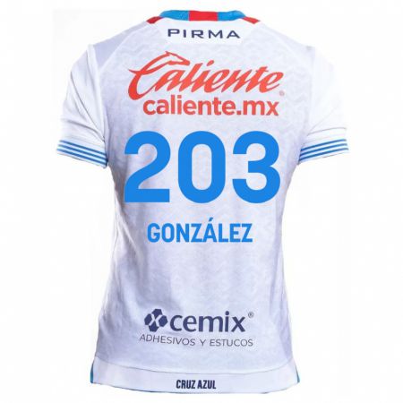 Kandiny Kinder Rogelio González #203 Weiß Blau Auswärtstrikot Trikot 2024/25 T-Shirt