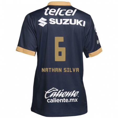 Kandiny Kinder Nathan Silva #6 Obsidian Gold Weiß Auswärtstrikot Trikot 2024/25 T-Shirt