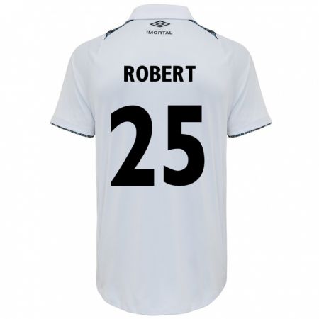 Kandiny Kinder Jhonata Robert #25 Weiß Blau Auswärtstrikot Trikot 2024/25 T-Shirt