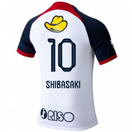 Kandiny Kinder Gaku Shibasaki #10 Weiß Blau Rot Auswärtstrikot Trikot 2024/25 T-Shirt