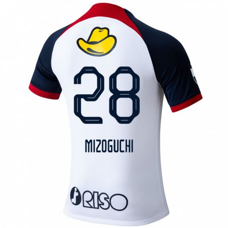 Kandiny Kinder Shuhei Mizoguchi #28 Weiß Blau Rot Auswärtstrikot Trikot 2024/25 T-Shirt