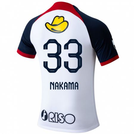 Kandiny Kinder Hayato Nakama #33 Weiß Blau Rot Auswärtstrikot Trikot 2024/25 T-Shirt