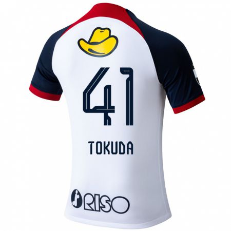 Kandiny Kinder Homare Tokuda #41 Weiß Blau Rot Auswärtstrikot Trikot 2024/25 T-Shirt