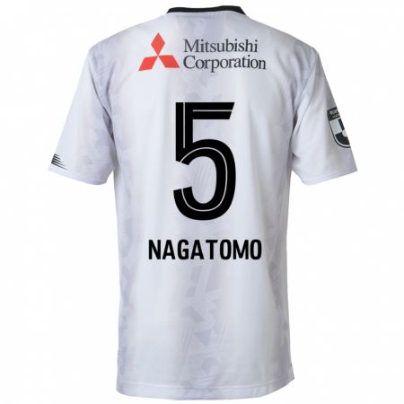 Kandiny Kinder Yuto Nagatomo #5 Weiß Schwarz Auswärtstrikot Trikot 2024/25 T-Shirt