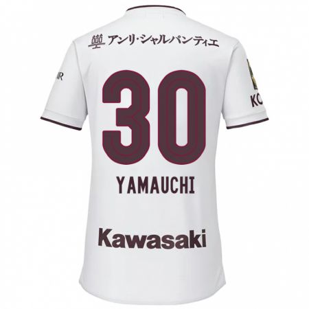 Kandiny Kinder Kakeru Yamauchi #30 Weiß Rot Auswärtstrikot Trikot 2024/25 T-Shirt