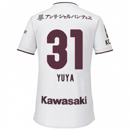 Kandiny Kinder Yuya Nakasaka #31 Weiß Rot Auswärtstrikot Trikot 2024/25 T-Shirt